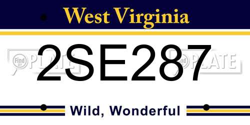 2SE287 West Virginia License Plate