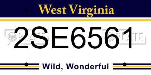 2SE6561 West Virginia License Plate