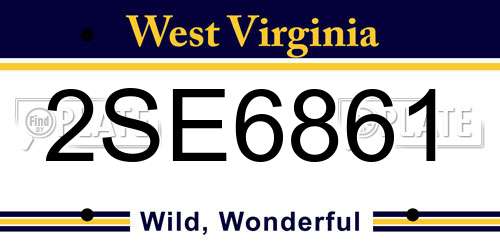 2SE6861 West Virginia License Plate