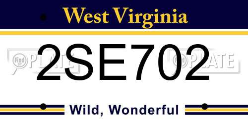 2SE702 West Virginia License Plate