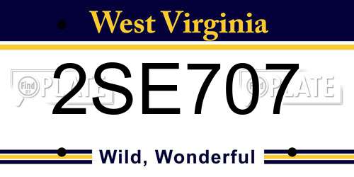 2SE707 West Virginia License Plate