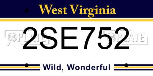 2SE752 West Virginia License Plate