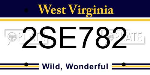 2SE782 West Virginia License Plate