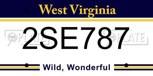 2SE787 West Virginia License Plate