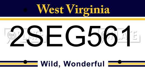 2SEG561 West Virginia License Plate