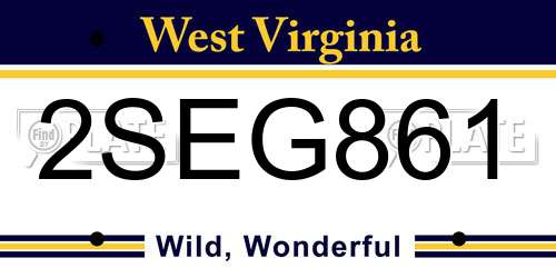 2SEG861 West Virginia License Plate