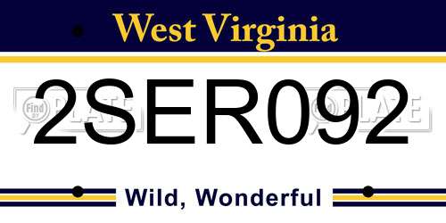 2SER092 West Virginia License Plate