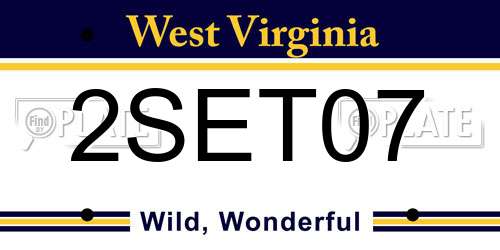 2SET07 West Virginia License Plate