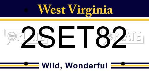 2SET82 West Virginia License Plate