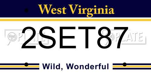 2SET87 West Virginia License Plate