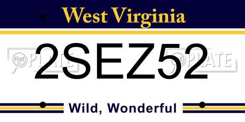 2SEZ52 West Virginia License Plate