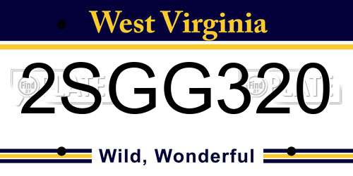 2SGG320 West Virginia License Plate