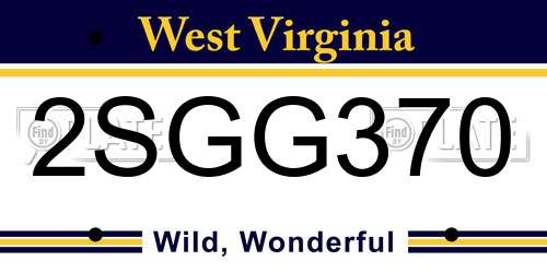 2SGG370 West Virginia License Plate