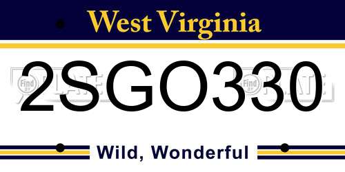 2SGO330 West Virginia License Plate