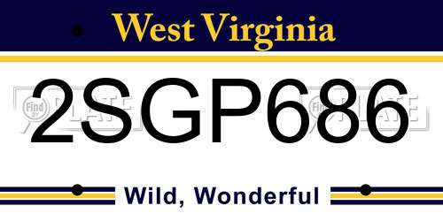2SGP686 West Virginia License Plate