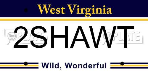 2SHAWT West Virginia License Plate