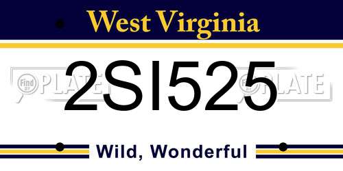 2SI525 West Virginia License Plate