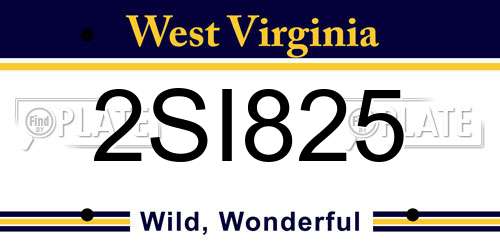 2SI825 West Virginia License Plate