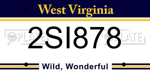 2SI878 West Virginia License Plate