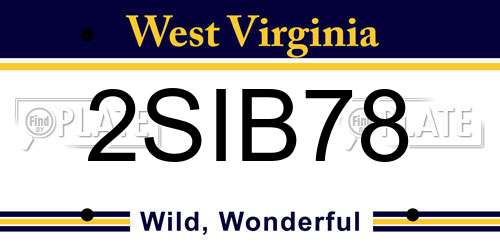 2SIB78 West Virginia License Plate