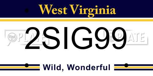 2SIG99 West Virginia License Plate