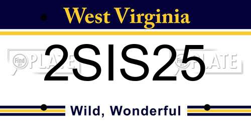 2SIS25 West Virginia License Plate
