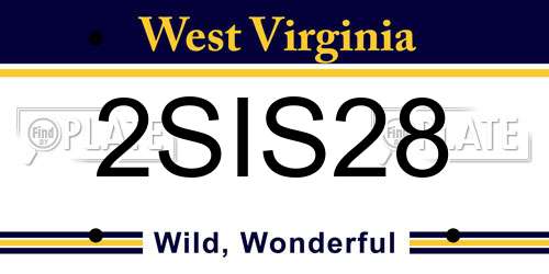 2SIS28 West Virginia License Plate