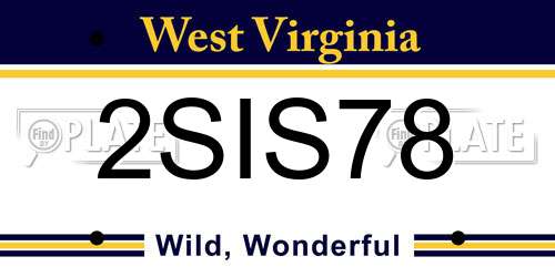 2SIS78 West Virginia License Plate