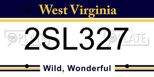 2SL327 West Virginia License Plate