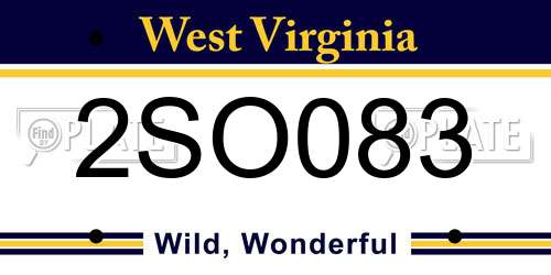 2SO083 West Virginia License Plate