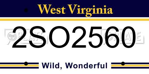 2SO2560 West Virginia License Plate