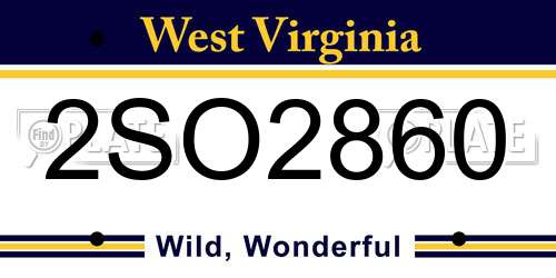 2SO2860 West Virginia License Plate