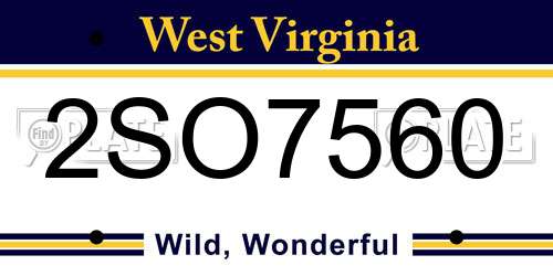 2SO7560 West Virginia License Plate