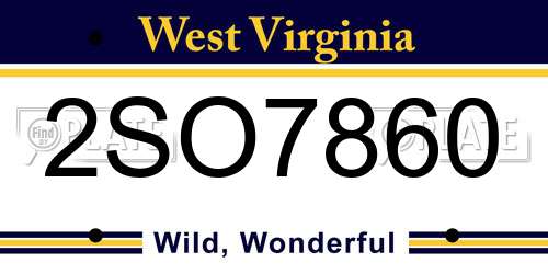 2SO7860 West Virginia License Plate