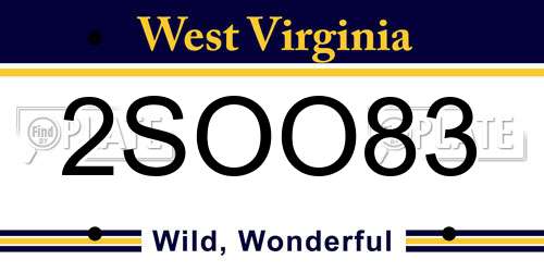 2SOO83 West Virginia License Plate