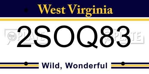 2SOQ83 West Virginia License Plate