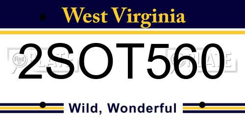 2SOT560 West Virginia License Plate