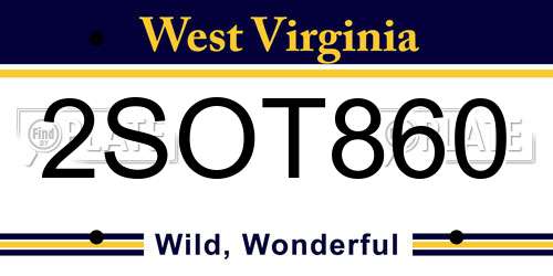 2SOT860 West Virginia License Plate