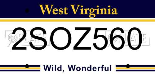 2SOZ560 West Virginia License Plate