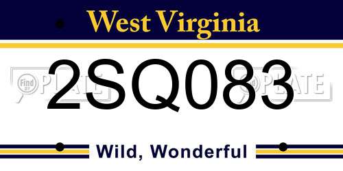2SQ083 West Virginia License Plate