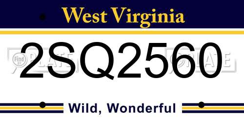 2SQ2560 West Virginia License Plate