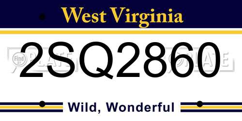 2SQ2860 West Virginia License Plate