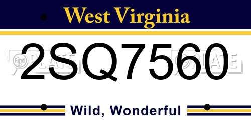 2SQ7560 West Virginia License Plate