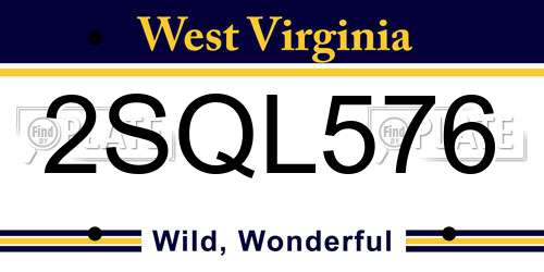 2SQL576 West Virginia License Plate