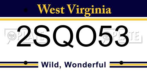 2SQO53 West Virginia License Plate