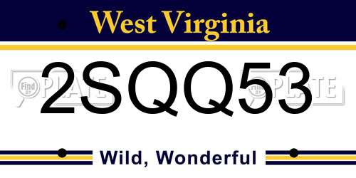 2SQQ53 West Virginia License Plate