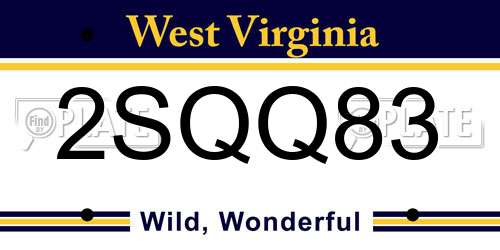 2SQQ83 West Virginia License Plate
