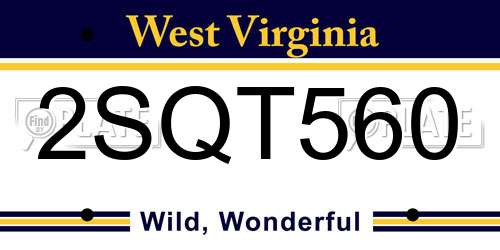 2SQT560 West Virginia License Plate
