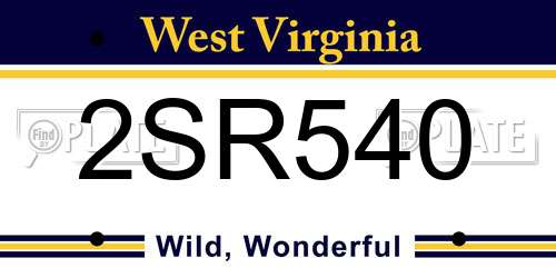 2SR540 West Virginia License Plate