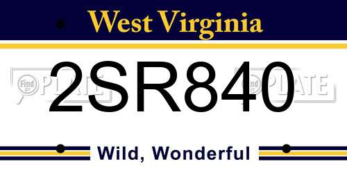 2SR840 West Virginia License Plate